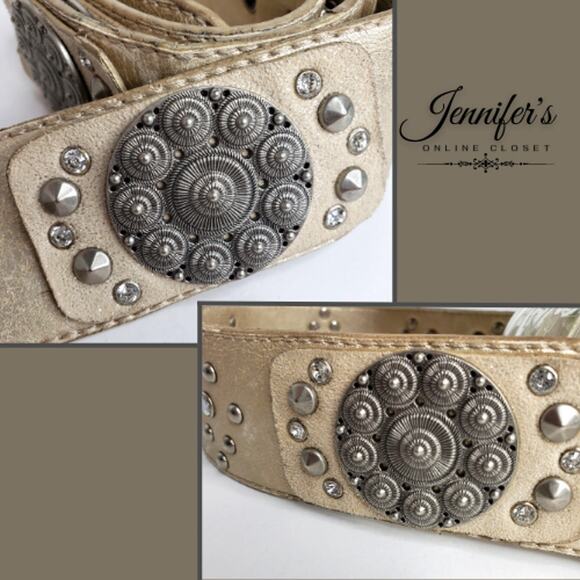 3/$25 Kathy Van Zeeland Faux Leather Studded Belt Size Medium - Picture 4 of 10